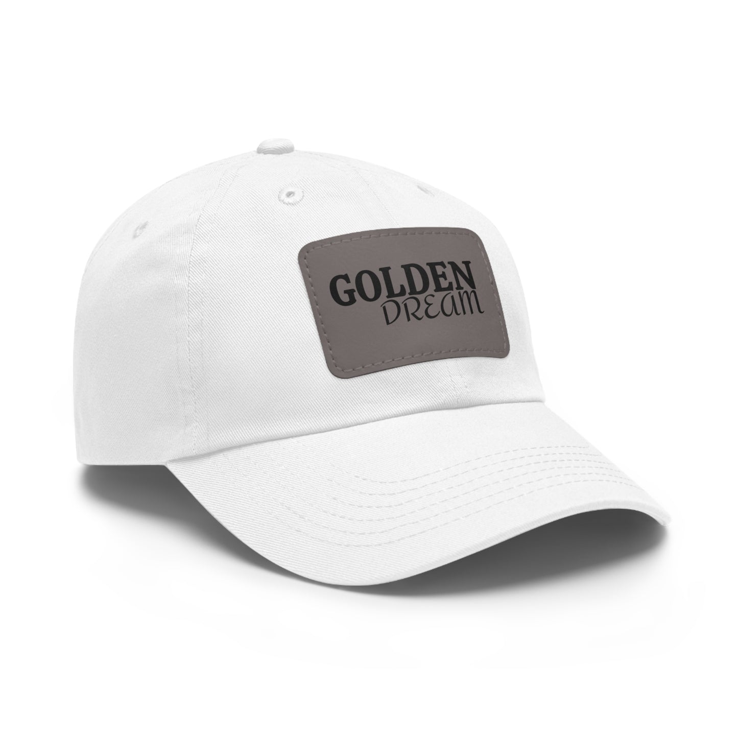 Golden Dream Leather Patch Dad Hat — Adjustable Casual Baseball Cap