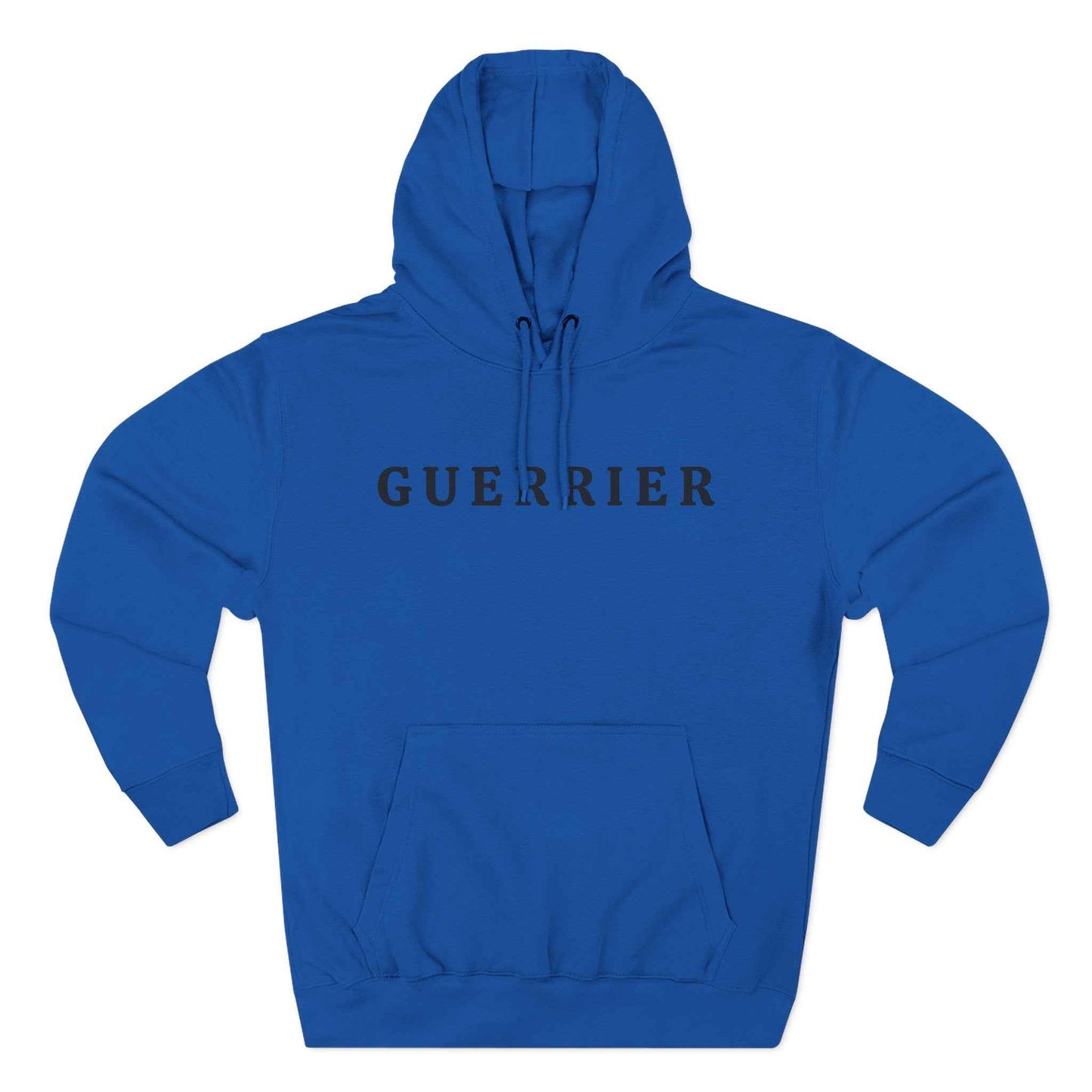 Guerrier Minimalist Hoodie — French 'Guerrier' Text Fleece Pullover