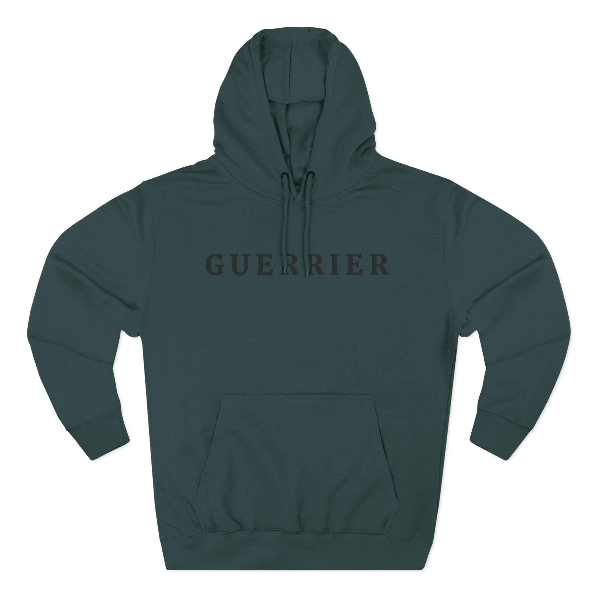 Guerrier Minimalist Hoodie — French 'Guerrier' Text Fleece Pullover