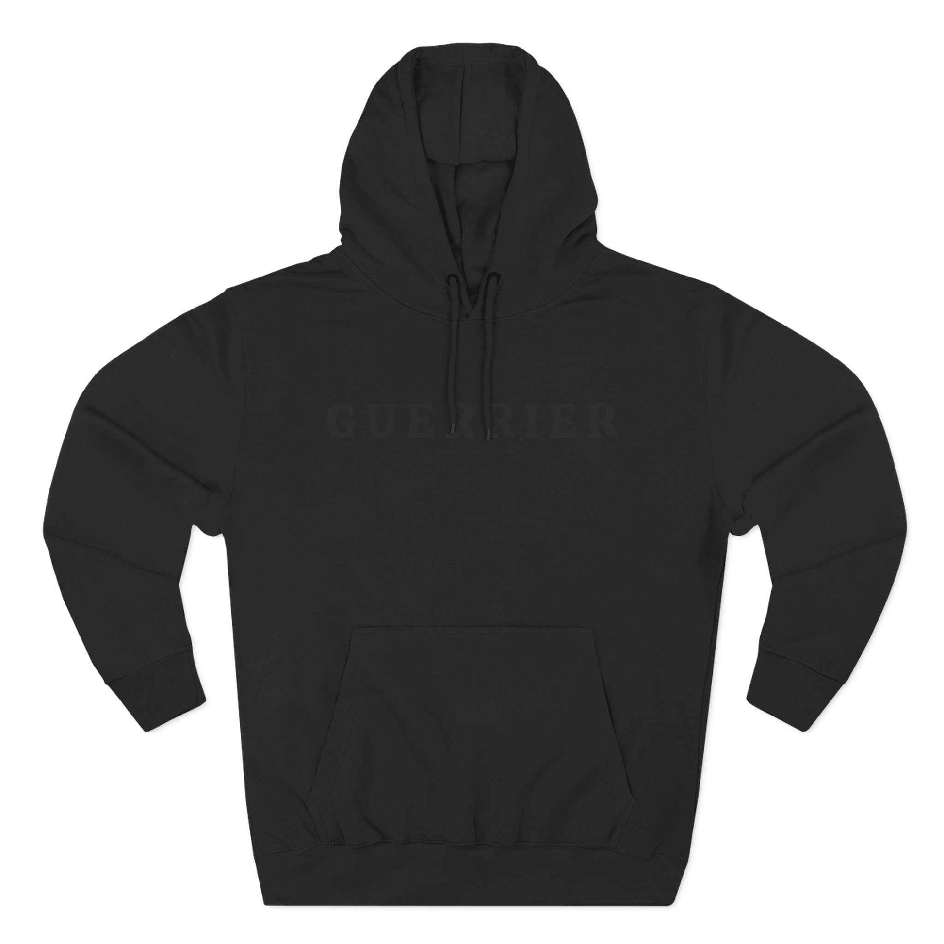 Guerrier Minimalist Hoodie — French 'Guerrier' Text Fleece Pullover