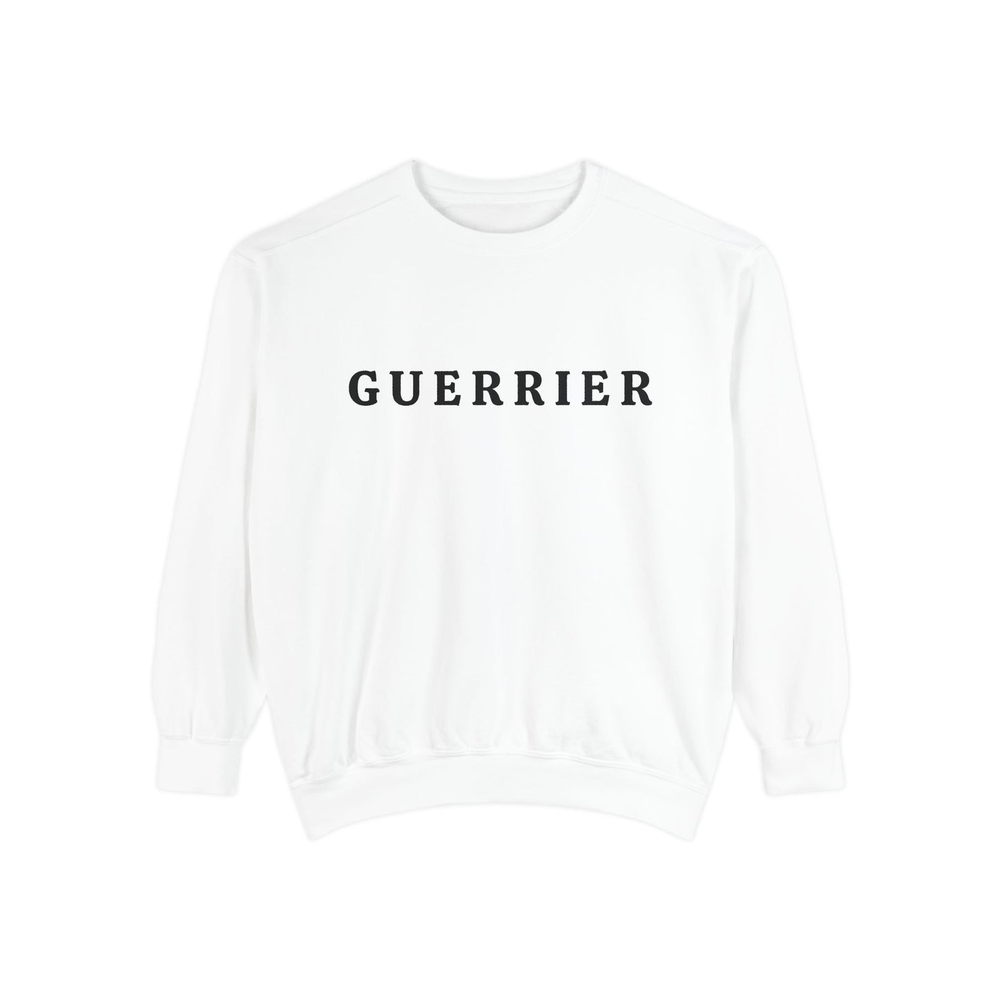 Guerrier Graphic Sweatshirt – Bold French 'Guerrier' Text Crewneck