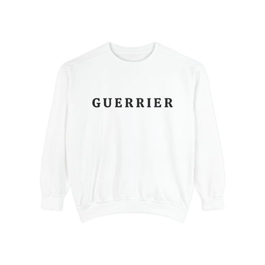Guerrier Graphic Sweatshirt – Bold French 'Guerrier' Text Crewneck