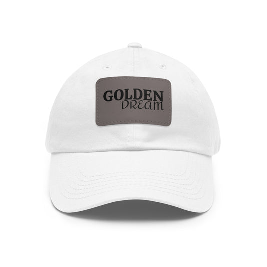 Golden Dream Leather Patch Dad Hat — Adjustable Casual Baseball Cap