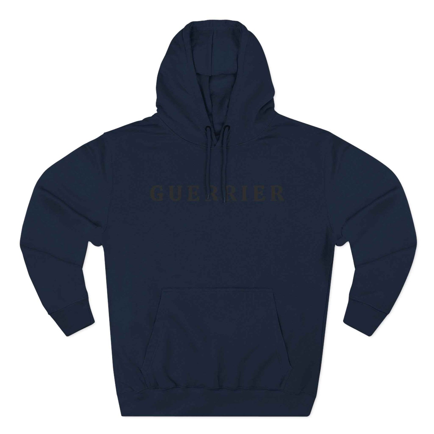 Guerrier Minimalist Hoodie — French 'Guerrier' Text Fleece Pullover