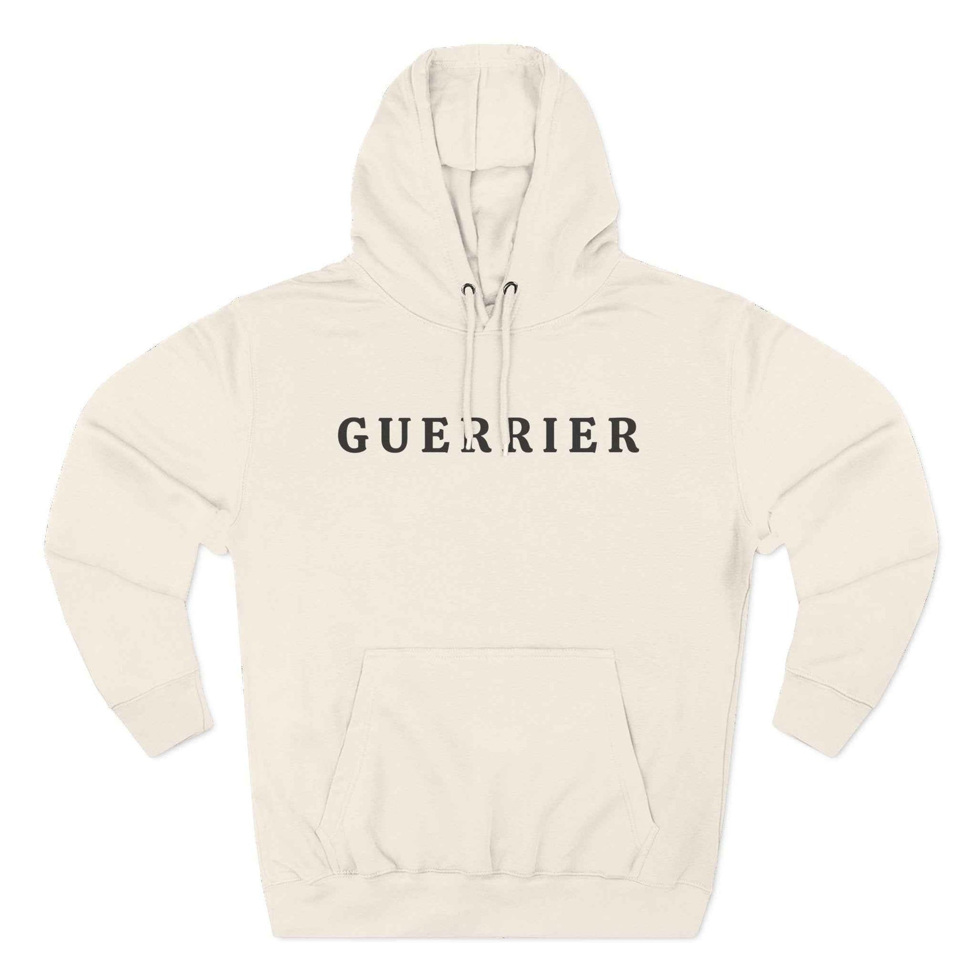 Guerrier Minimalist Hoodie — French 'Guerrier' Text Fleece Pullover